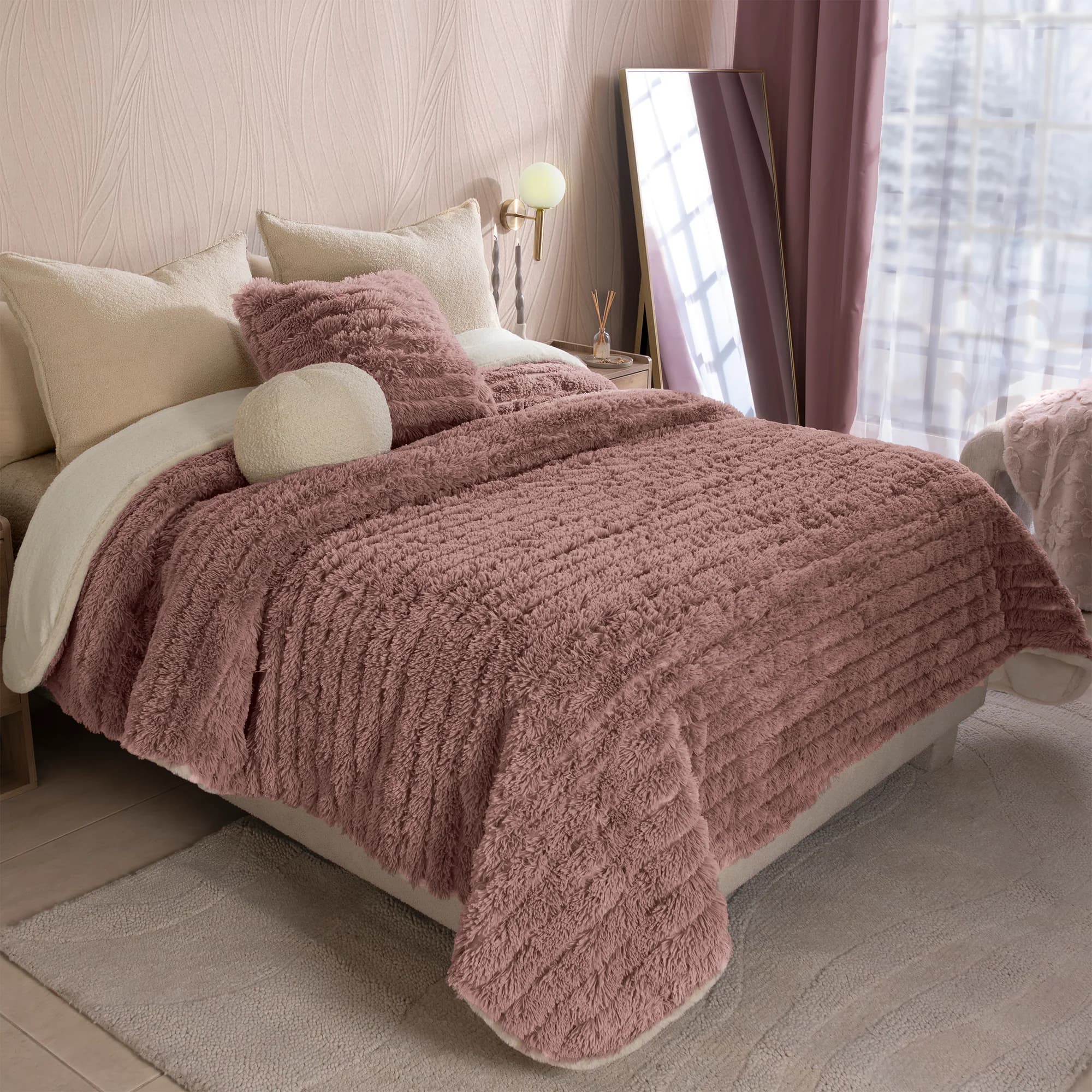 Cobertor Everest PALENA, textura de borrego, calidad Premium